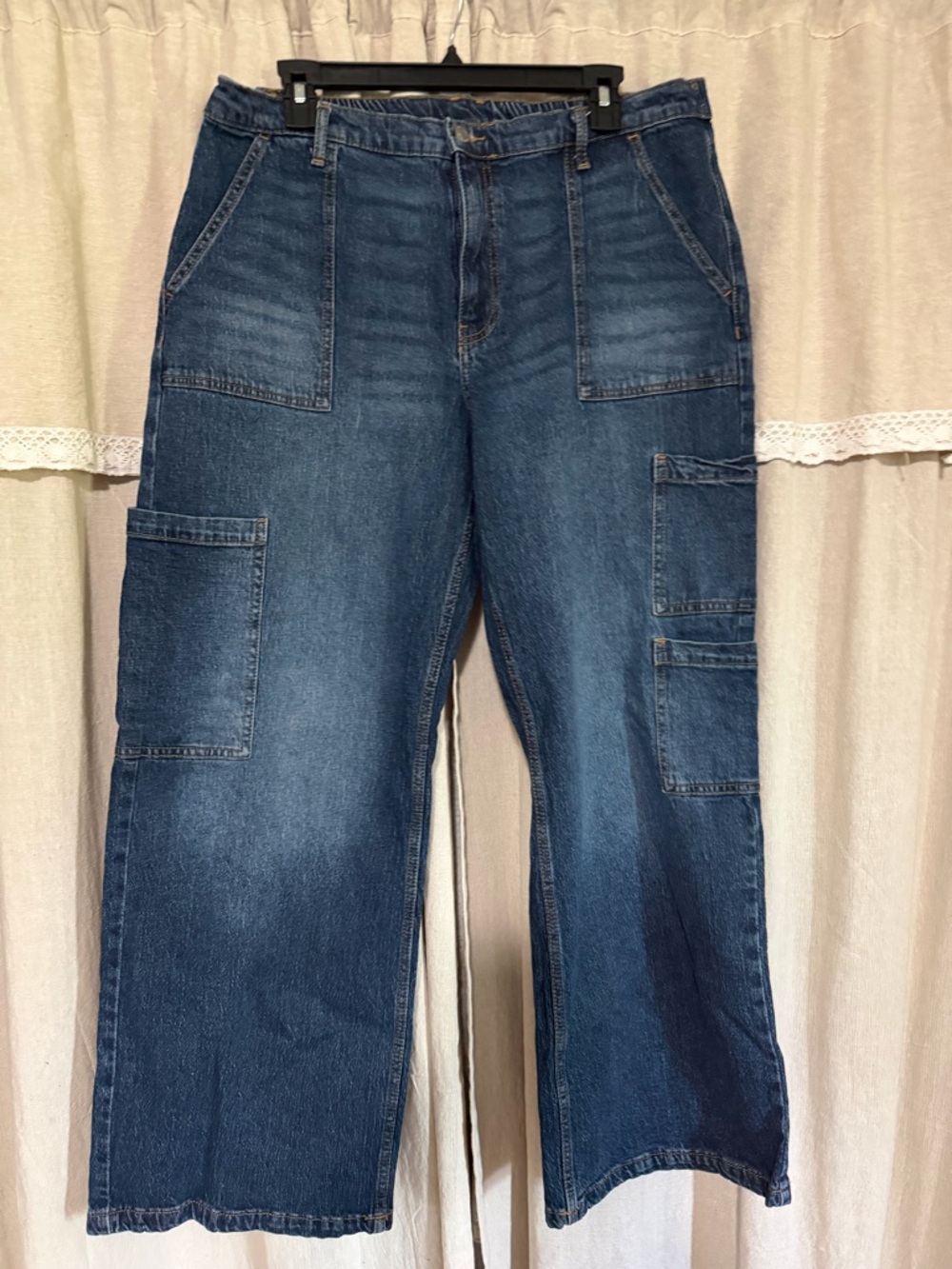 No Boundaries Blue Wide-Leg Carpenter Jeans Size XL 16/18
